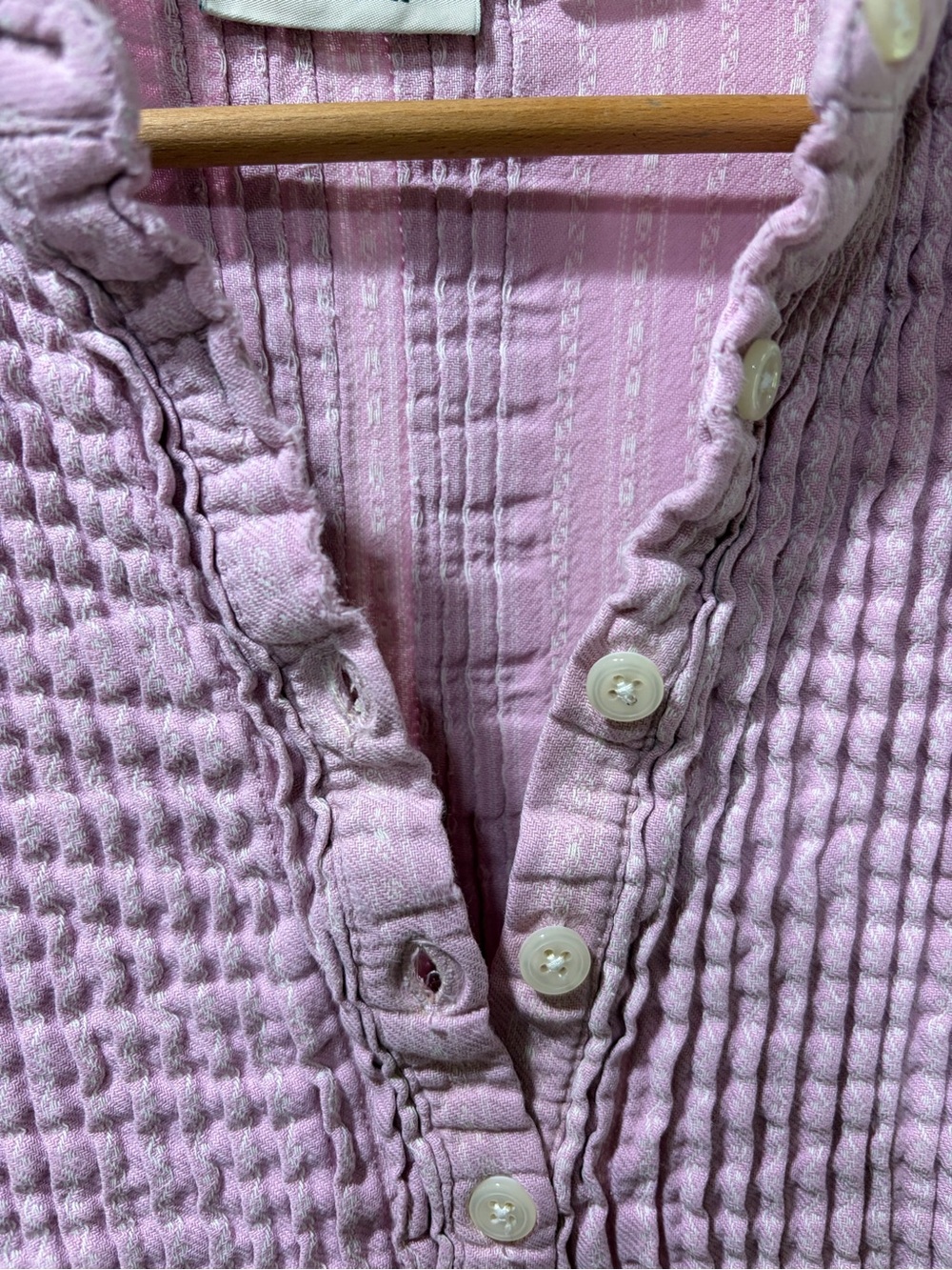 L.L. Bean Light Pink Dobby Striped Pintuck Flannel Nightgown. - Picture 8 of 8